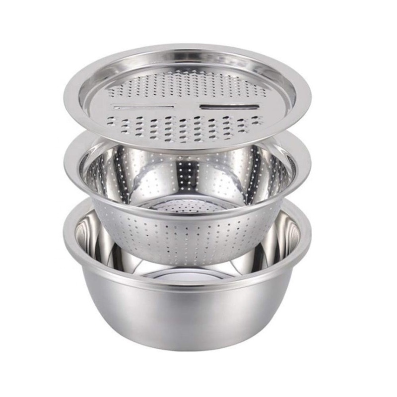 Stainless Steel Basket Strainer Colander Set 4 Qt - Food Grade Washing basin:  Fruit, Vegetables, etc