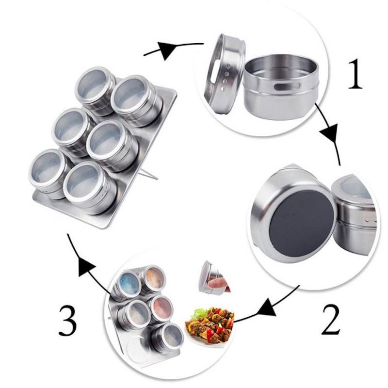 Stainless Steel Revolving 6/9/12/16-Jar Spice Rack Tower Organizer with Free Spice Refills