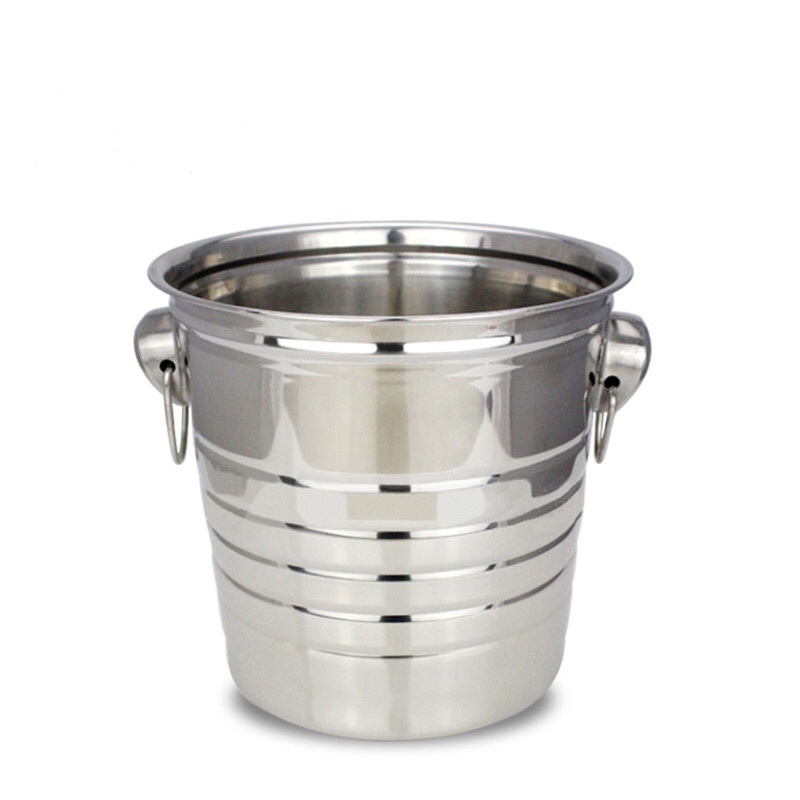 With lid stainless steel ice tongs big champagne wine cooler bucket stainless steel large ice bucket