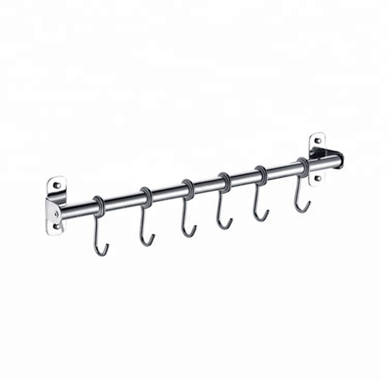 Free drilling wall mounted pot hanger Tools hooks stainless steel kitchen utensil hanging rack rail