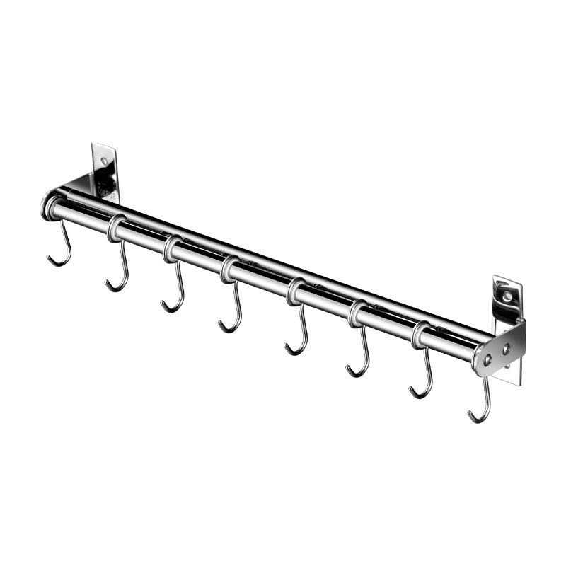 Removable Sliding Hooks  Stainless Steel Kitchen Wall Mounted Utensil Hanging Rail with double Bar Hanger Holder Rack