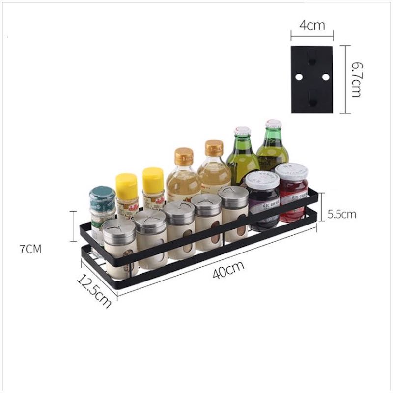 Wall Mounted Seasoning rack Chopstick holder Dish rack Pot rack with Black Stainless Steel Kitchen rack