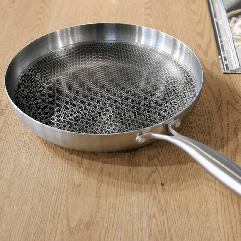 STAINLESS STEEL HALF HONEYCOMB FRYING PAN WOK